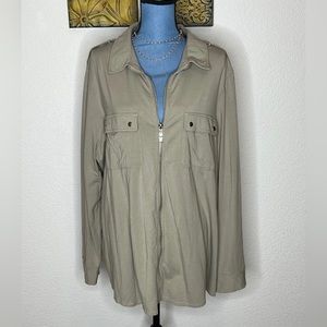 Belle by Kim Gravel QVC khaki beige olive triple luxe knit zip 2X 2XL XXL